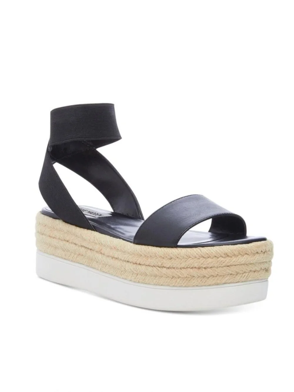 Steve Madden Kylee Black Espadrille Flatform Sandals Women's
